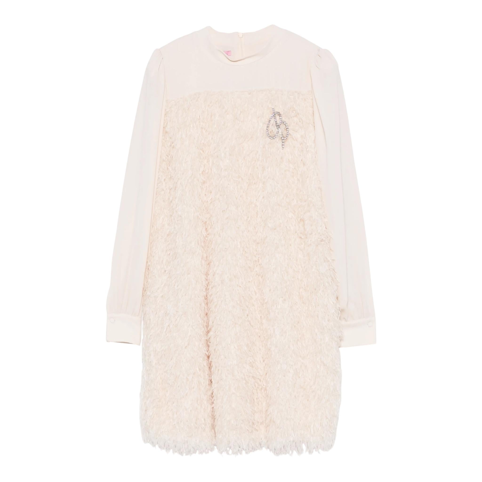 MISS BLUMARINE abito manica lunga tinta unita Avorio per Bambina IF4066 AVORIO MISS BLUMARINE 