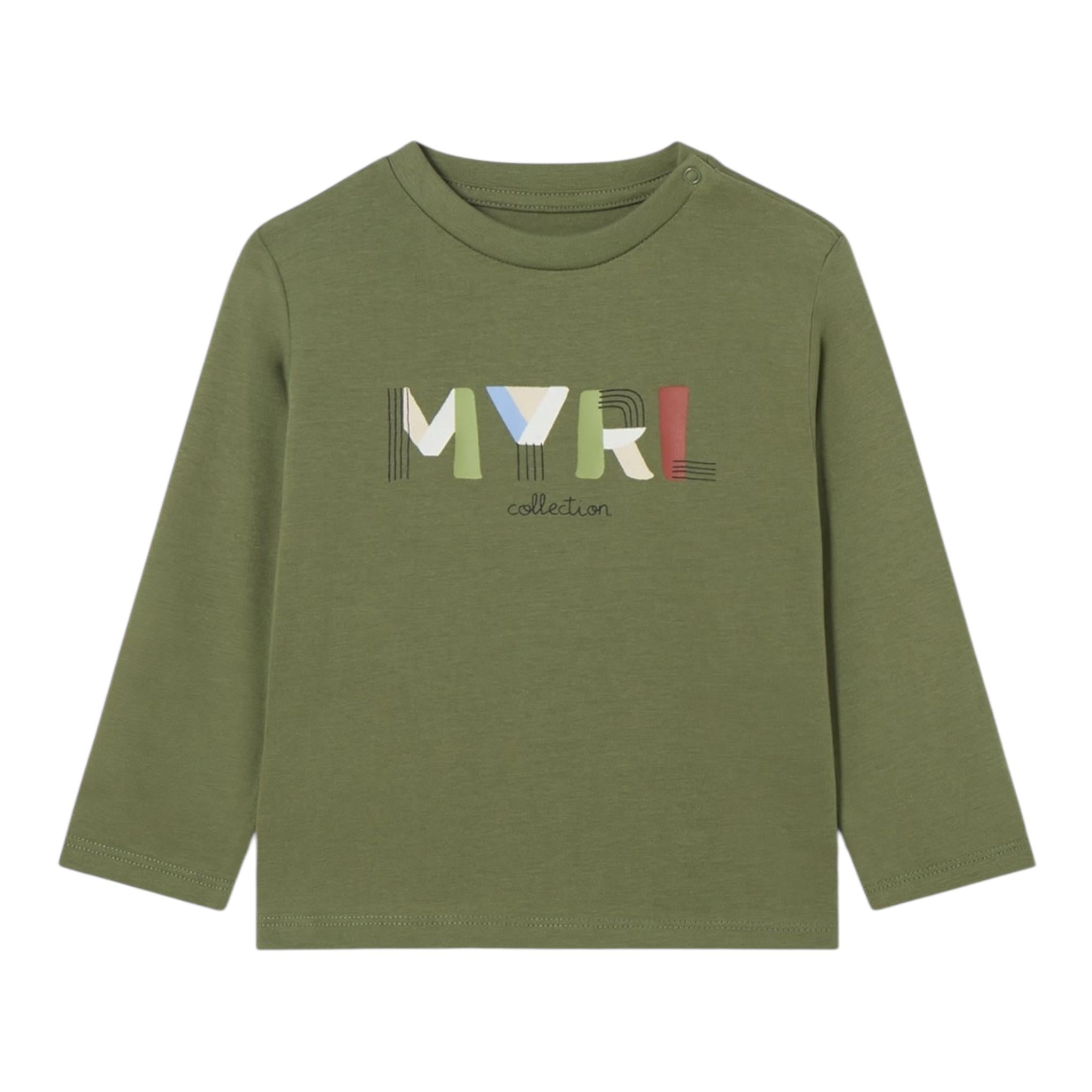 MAYORAL shrit girocollo tinta unita con stampa in contrasto Verde per Bambino 108JXX VERDE MAYORAL 