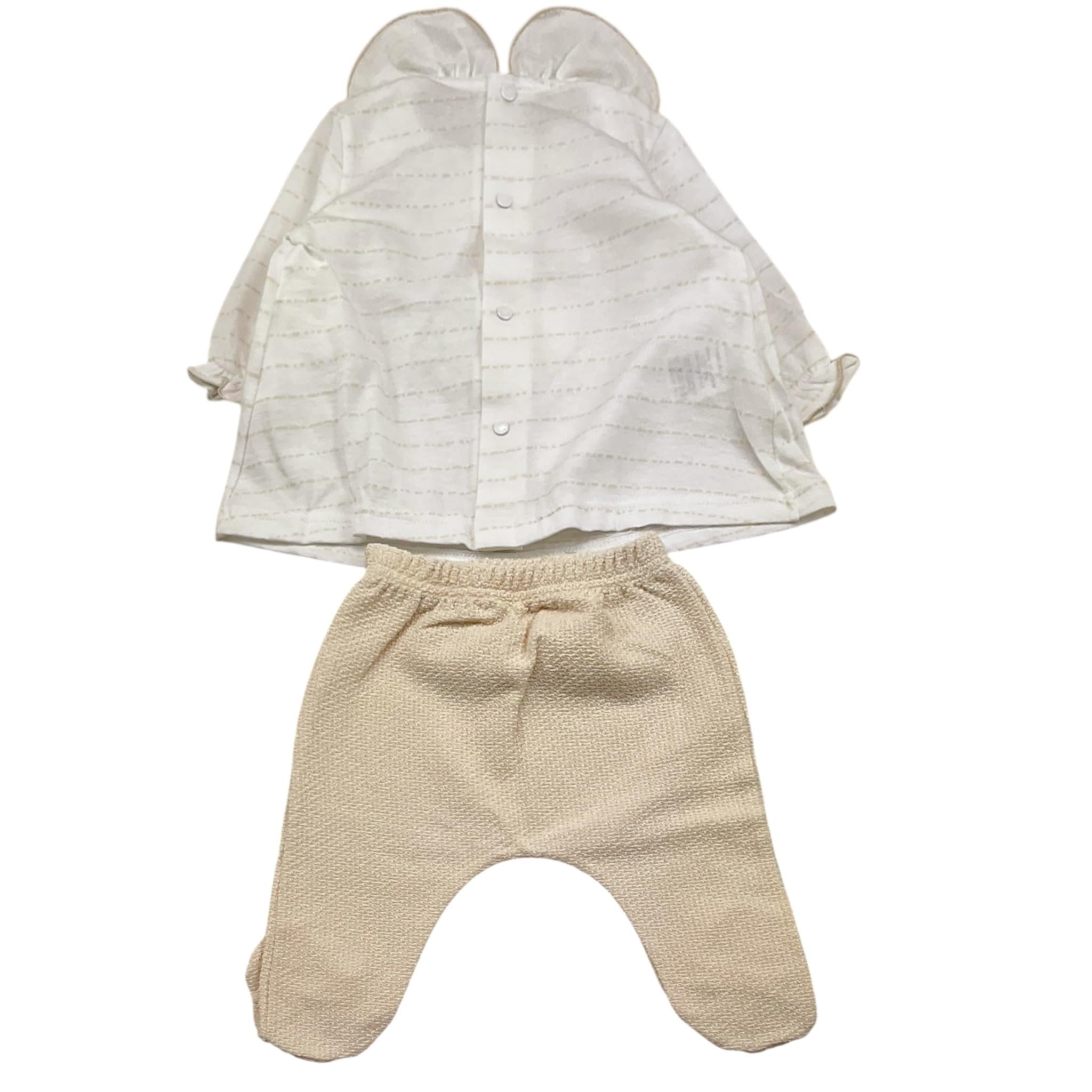 Barcellino Completo 2 Pezzi Shirt-Ghettina Bicolore per Neonata 9418 BIANCO/BEIGE BARCELLINO 