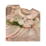 Petit Abito Manica Lunga Velata Tinta Unita con Applicazioni Fiori per Neonata S2016043 ROSA PETIT 