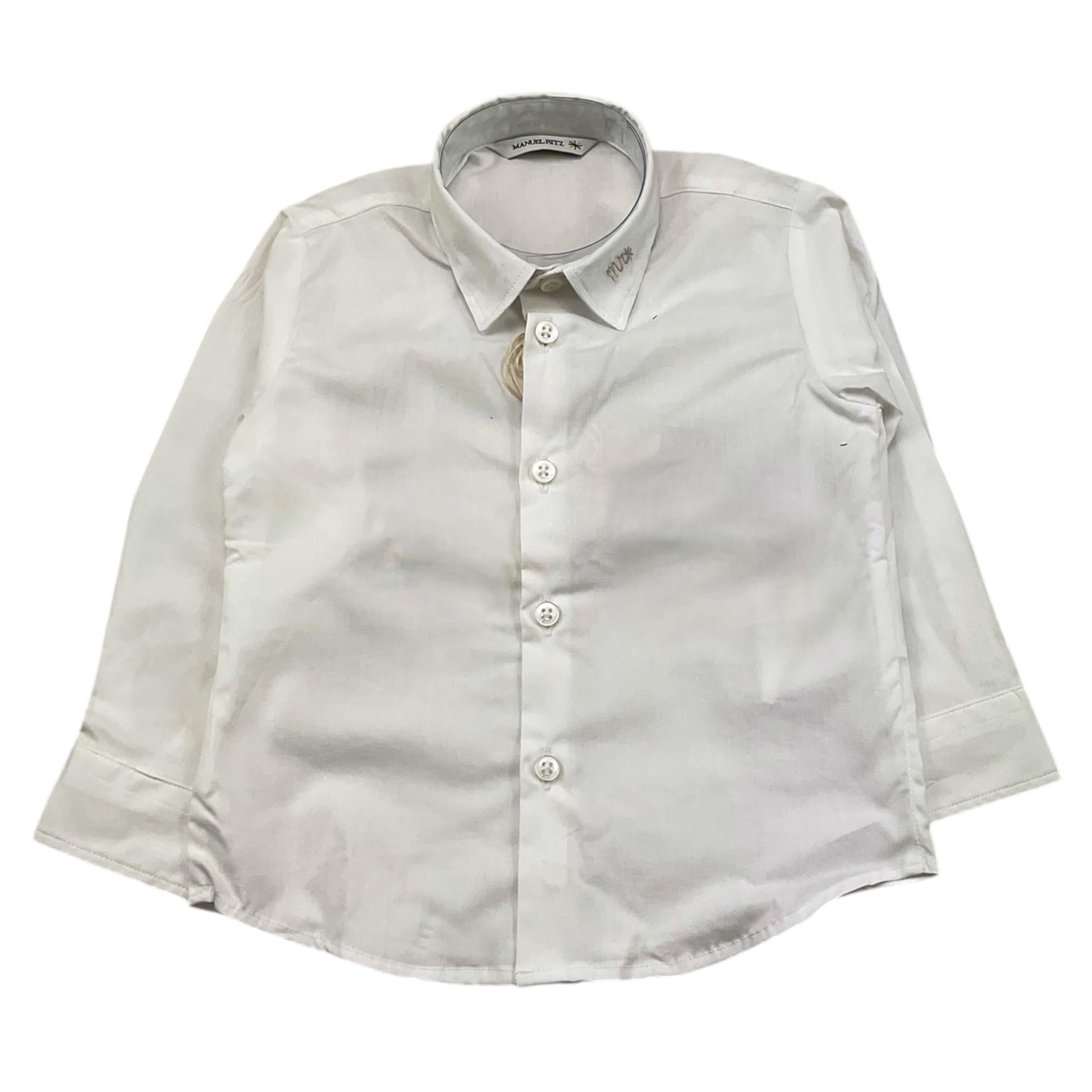 MANUEL RITZ camicia manica lunga tinta unita con ricam logo sul colletto Bianco per Bambino MR2265 BIANCO MANUEL RITZ 