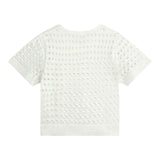 Chloe' T-Shirt Tinta Unita Girocollo Traforata Argento Per Bambina