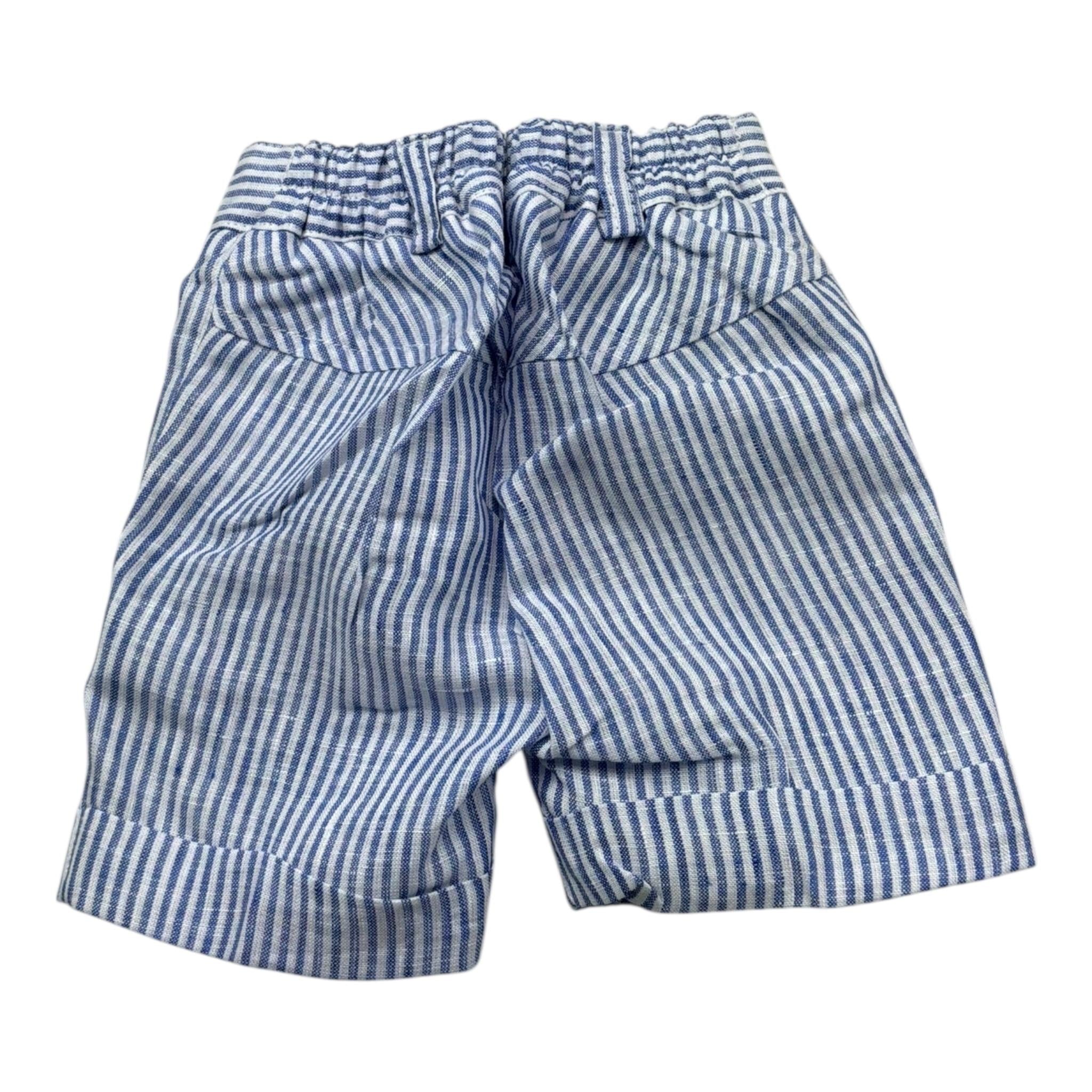 Manuel & Frank Bermuda Tinta Unita con Elastico In Vita E Fantasia A Righe per Neonato MF1332I BIANCO/AZZURRO MANUEL & FRANK 