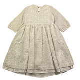 abito manica 3/4 tinta unita con ricami ZW1A90 PANNA CAFFE' D'ORZO 