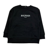 Balmain Felpa Chiusa Girocollo Tinta Unita con Logo per Neonato BV4560 NERO BALMAIN 