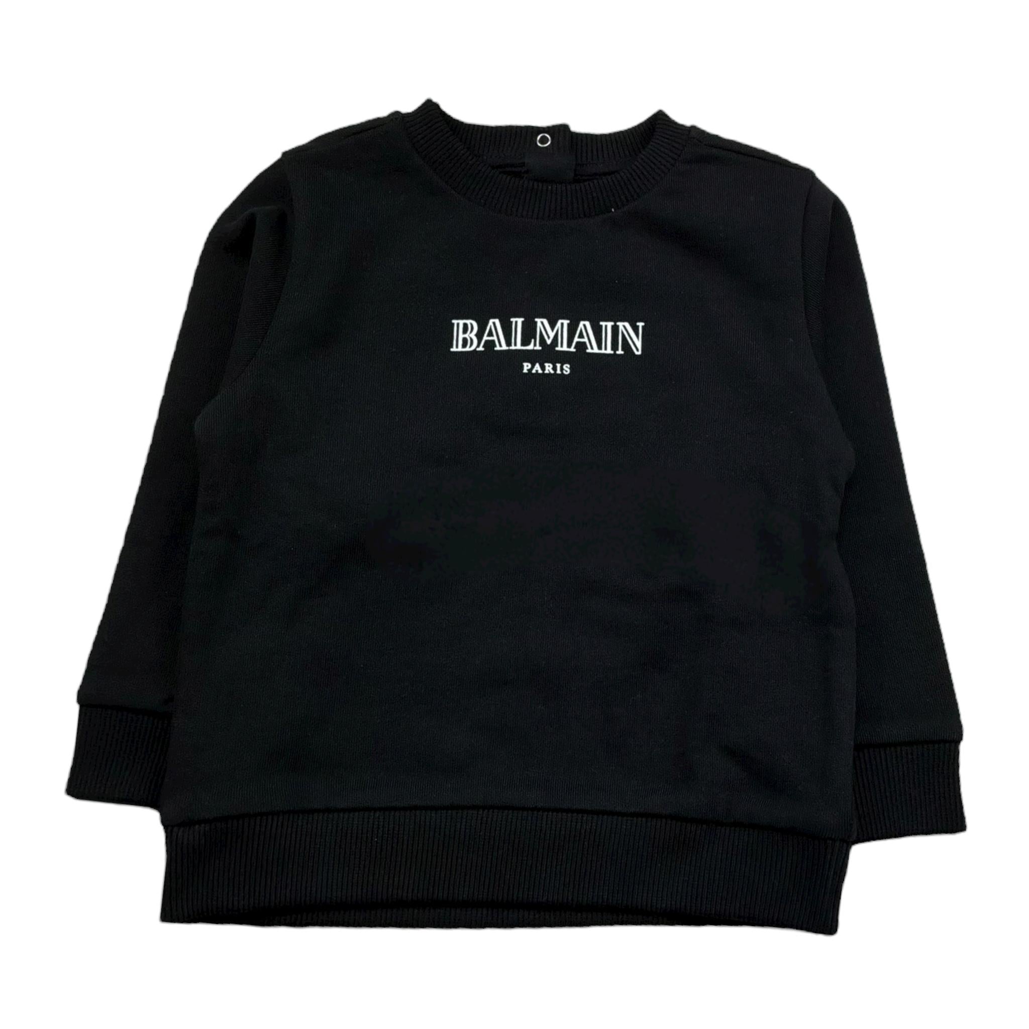 Balmain Felpa Chiusa Girocollo Tinta Unita con Logo per Neonato BV4560 NERO BALMAIN 