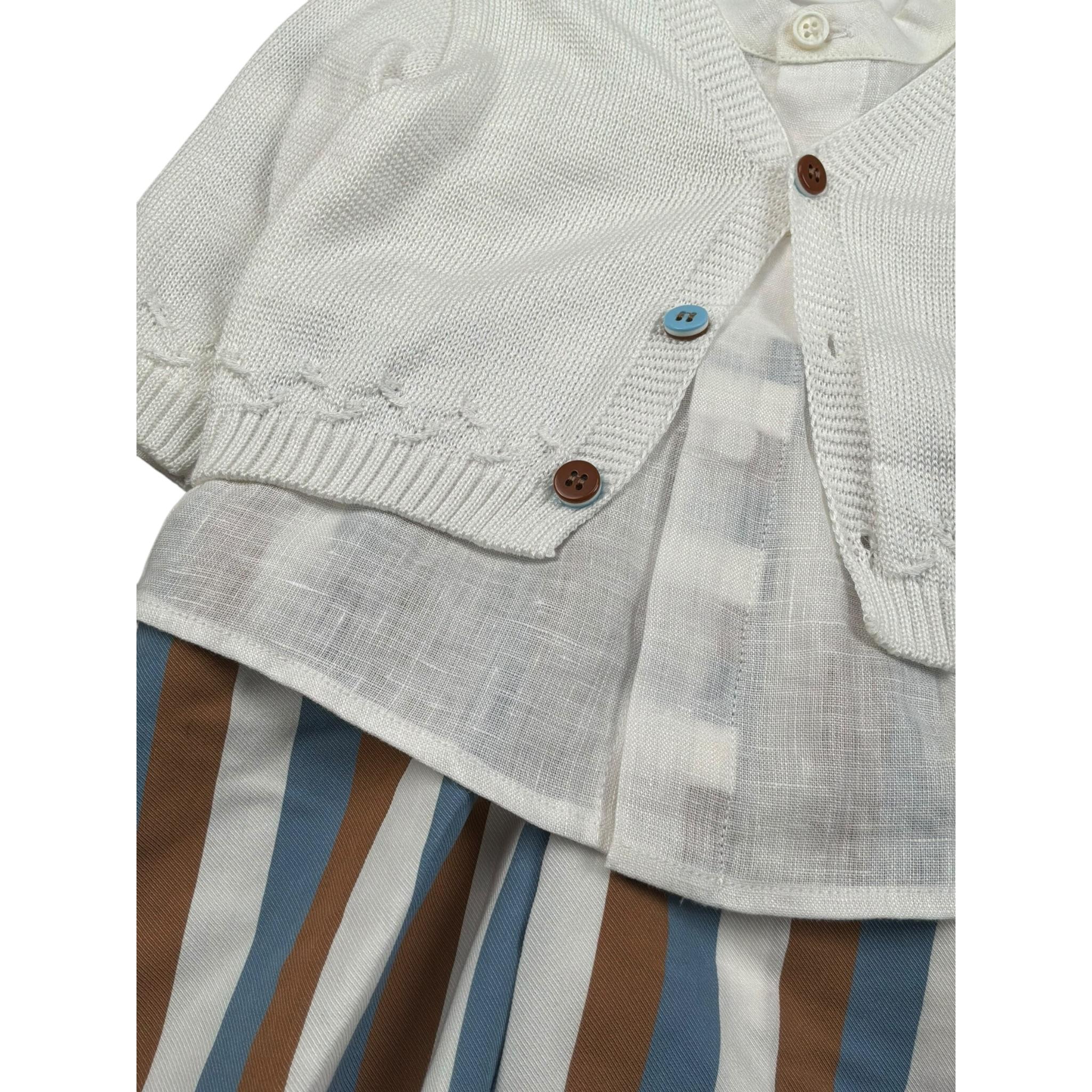 Marlu' Completo 2 Pezzi Gilet-Camicia-Pantalone per Neonato EB2480 BIANCO MARLU' 