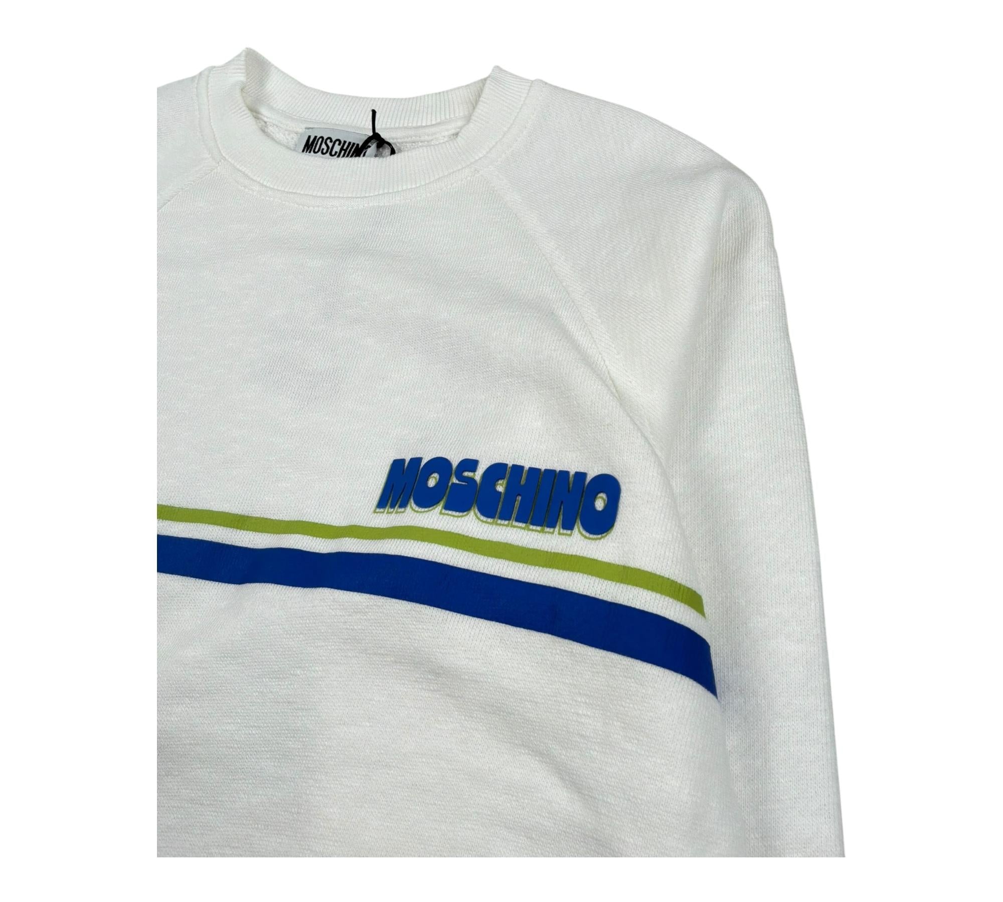 Moschino Felpa Chiusa Girocollo Tinta Unita con Logo per Bambino HUF09M BIANCO MOSCHINO 