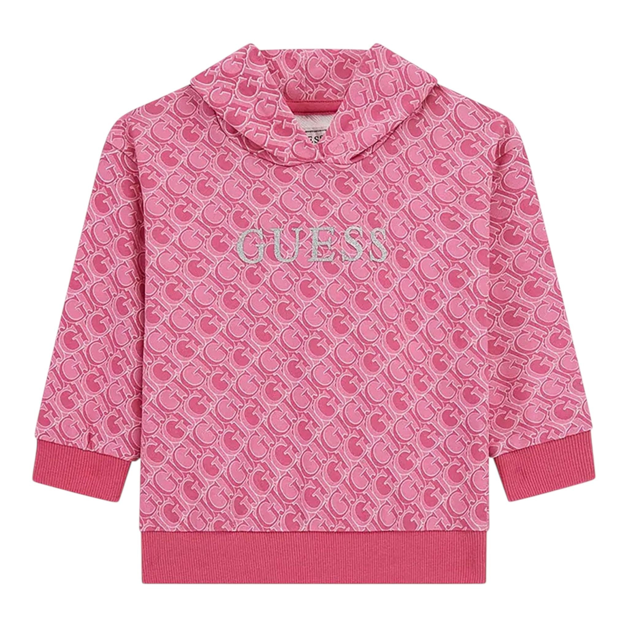 GUESS felpa chiusa con cappuccio tint unita con stampe logo Rosa per Neonata K4YQ00KA6R4N ROSA GUESS 
