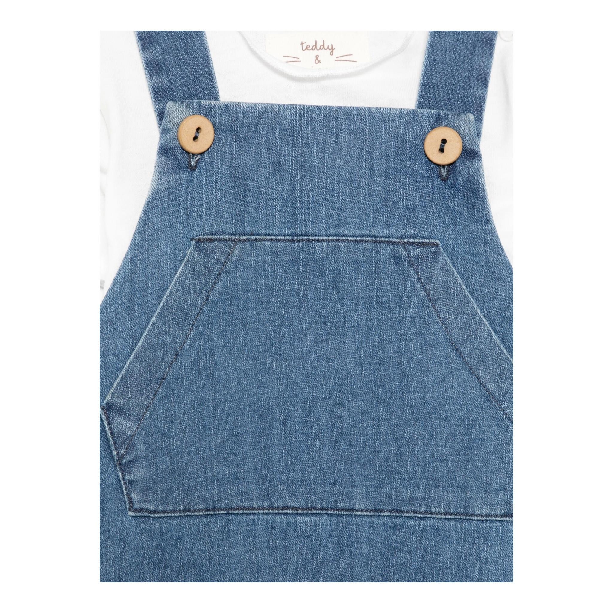 Teddy E Minou Completo 2 Pezzi T-Shirt-Salopette per Neonato E25CP064J0003 BLU TEDDY E MINOU 