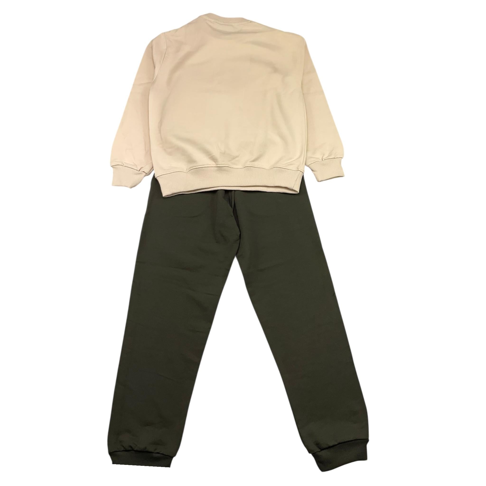 STARTER complet 2 pezzi felpa-pantalone Beige/verde per Bambino 145BBST BEIGE/VERDE STARTER 