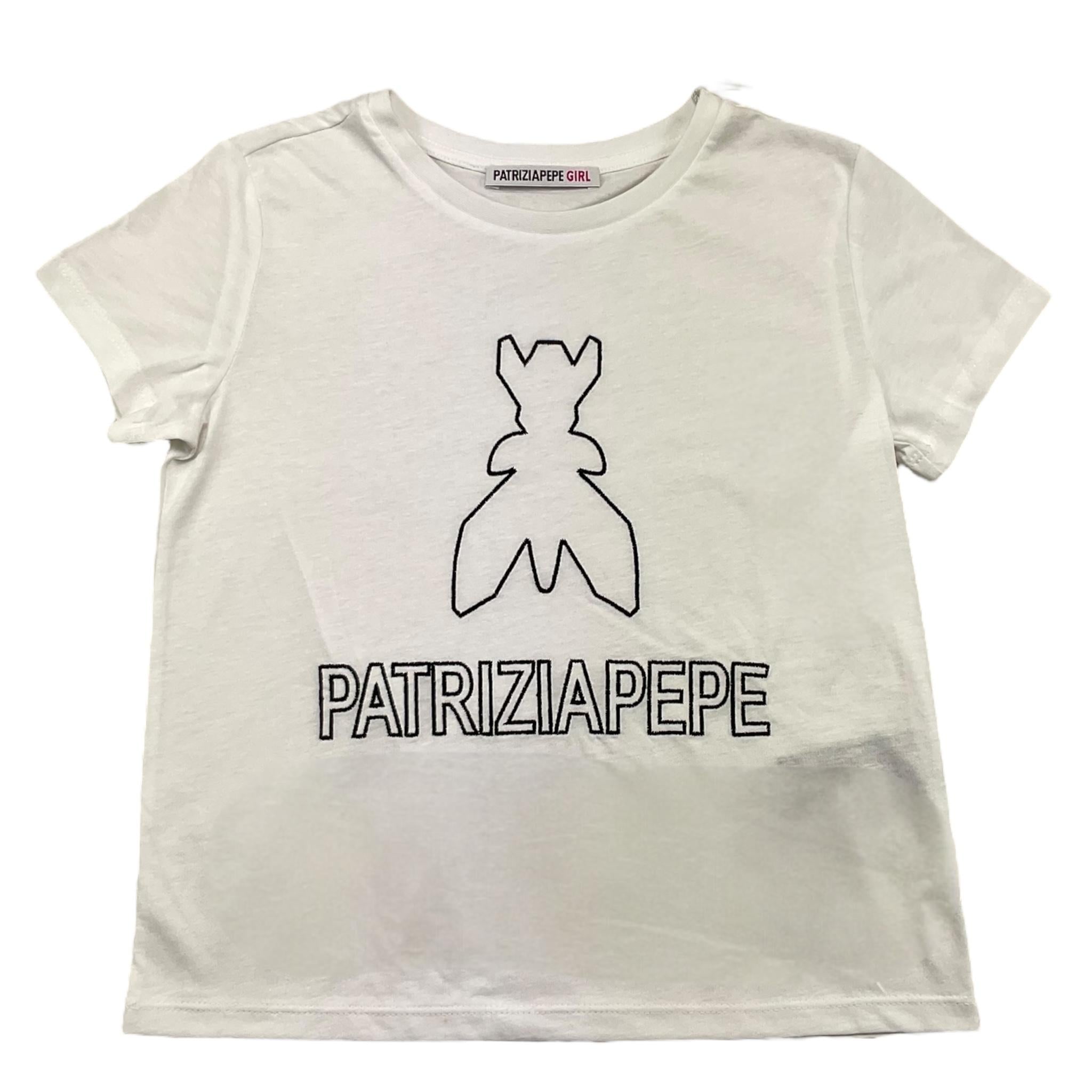 PATRIZIA PEPE t-shirt girocollo tinta unita con stampa in contrasto Bianco per Bambina 7M0783 BIANCO PATRIZIA PEPE 