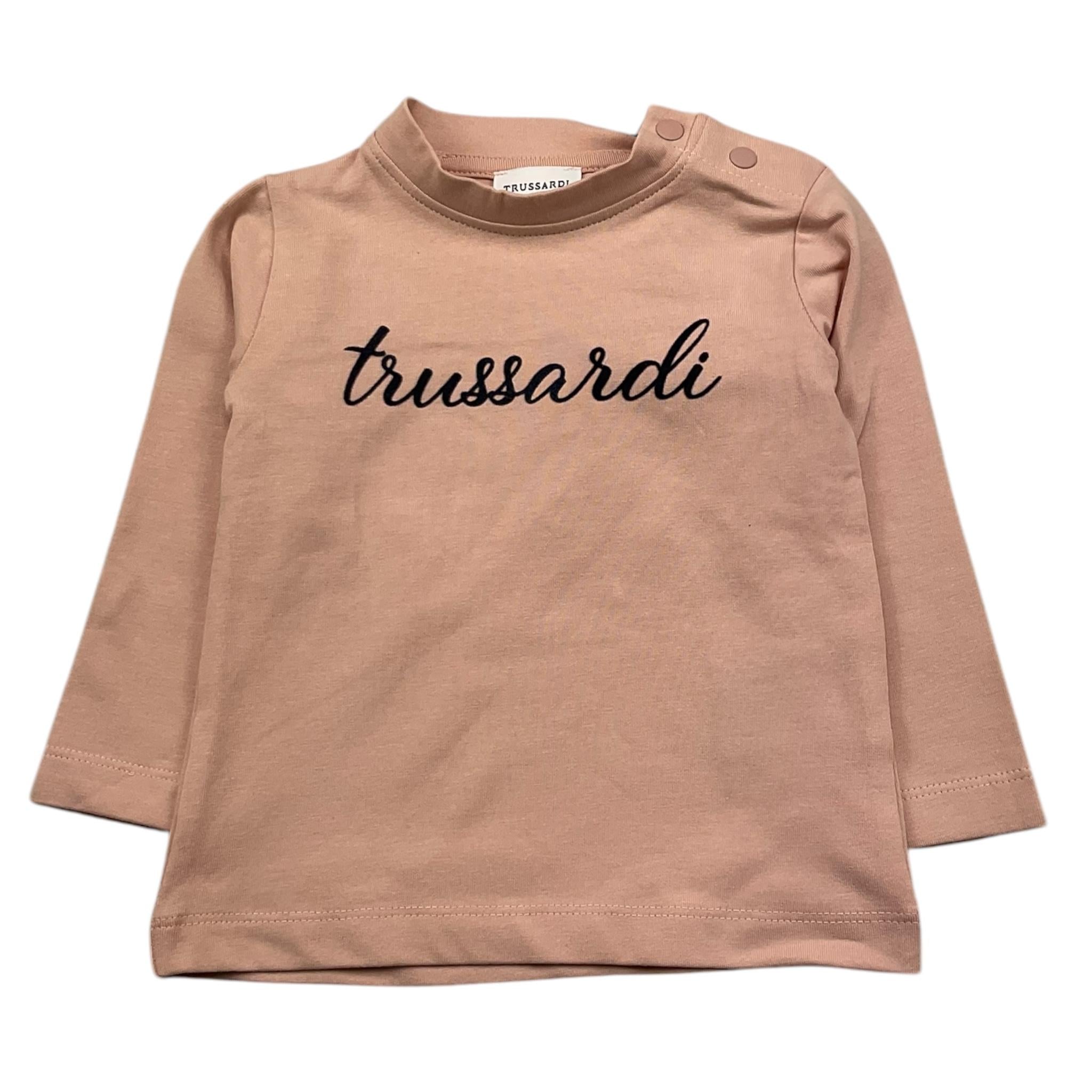 TRUSSARDI shirt girocollo tinta unita con stampa logo Rosa per Neonata TIA25008TS ROSA TRUSSARDI 