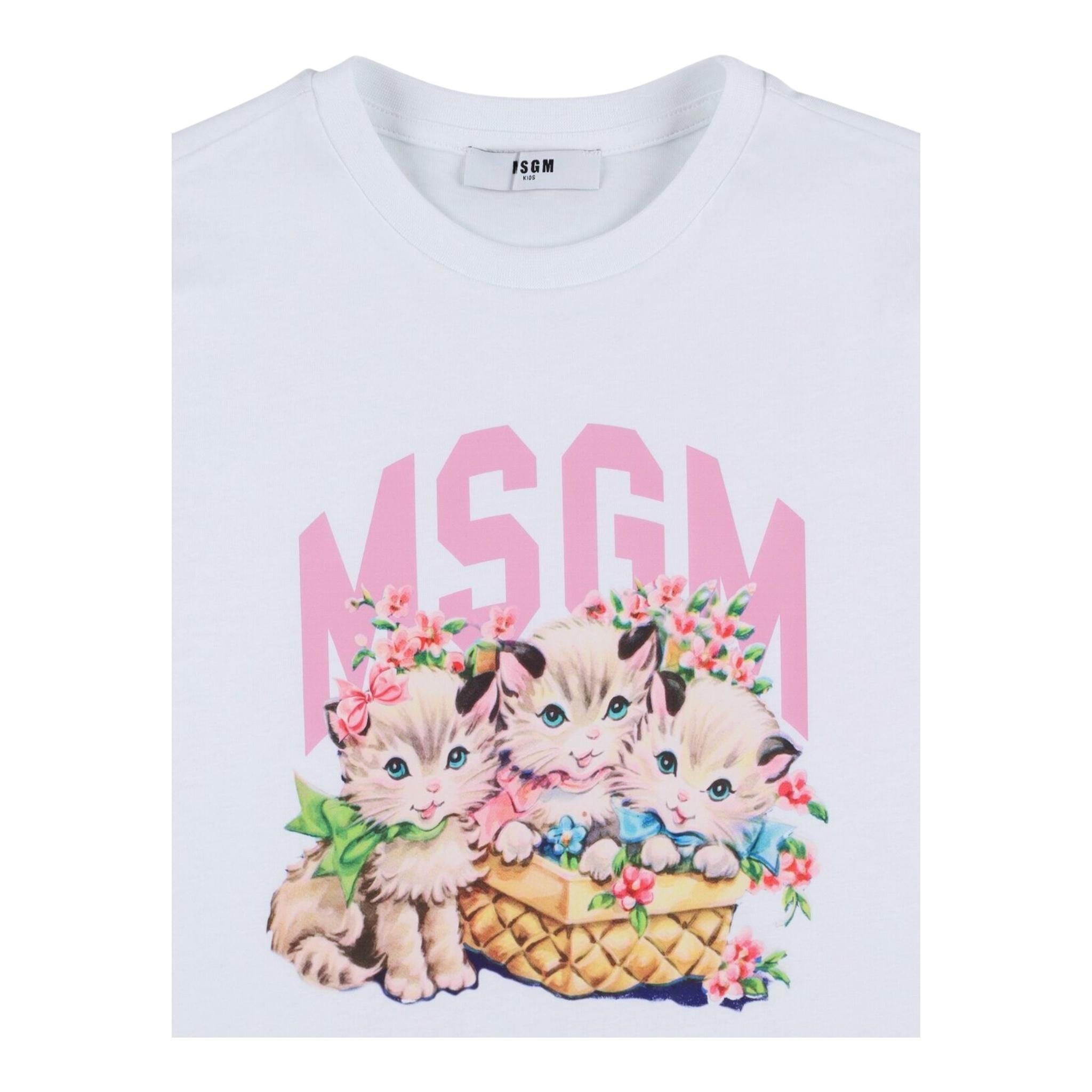 Msgm T-Shirt Girocollo Tinta Unita con Stampa per Bambina S5MSJGTH109 BIANCO MSGM 