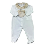 Le Bebe Tutina Manica Lunga Tinta Unita con Stampa per Neonata LBG6333 BIANCO LE BEBE 