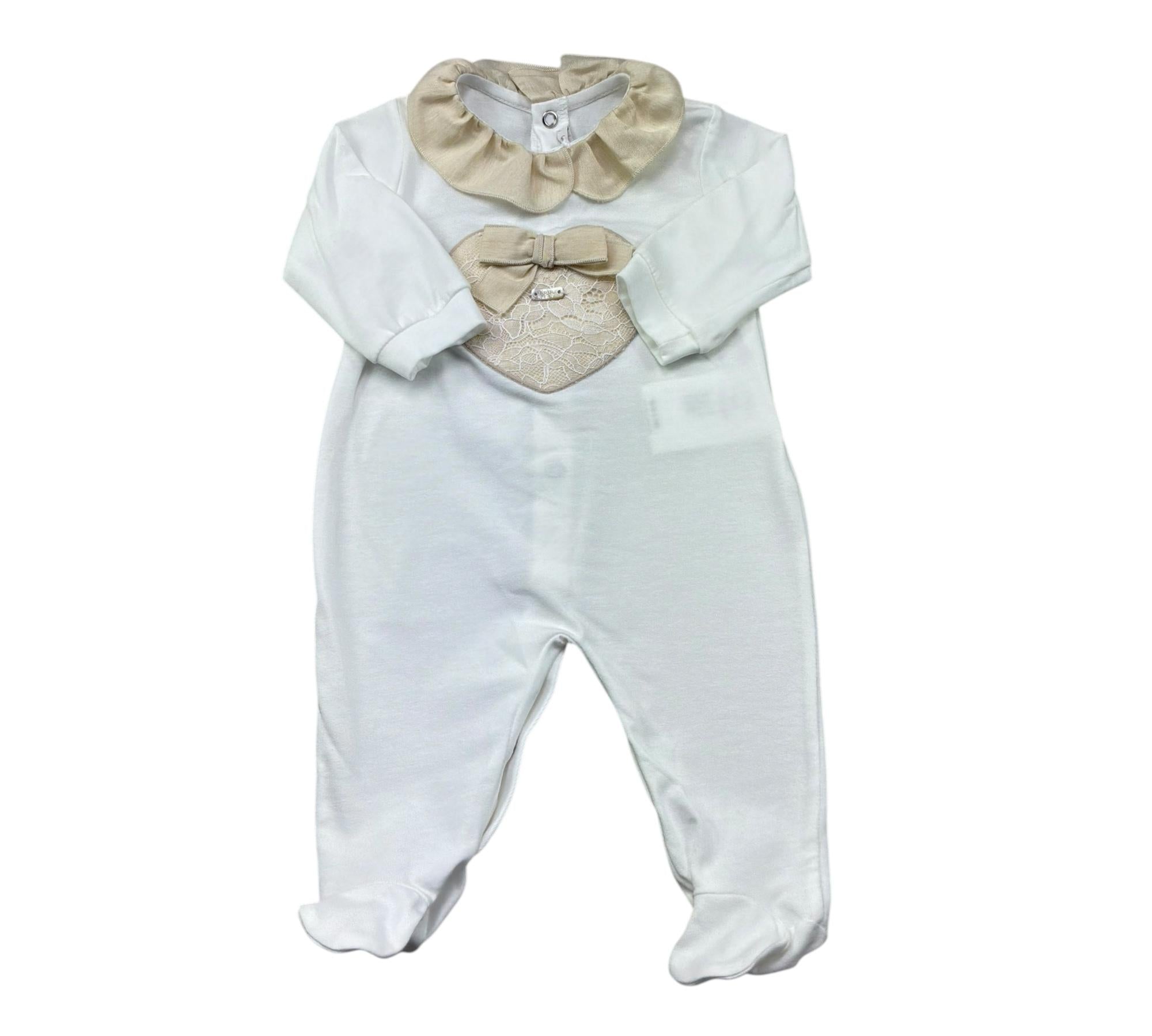 Le Bebe Tutina Manica Lunga Tinta Unita con Stampa per Neonata LBG6333 BIANCO LE BEBE 