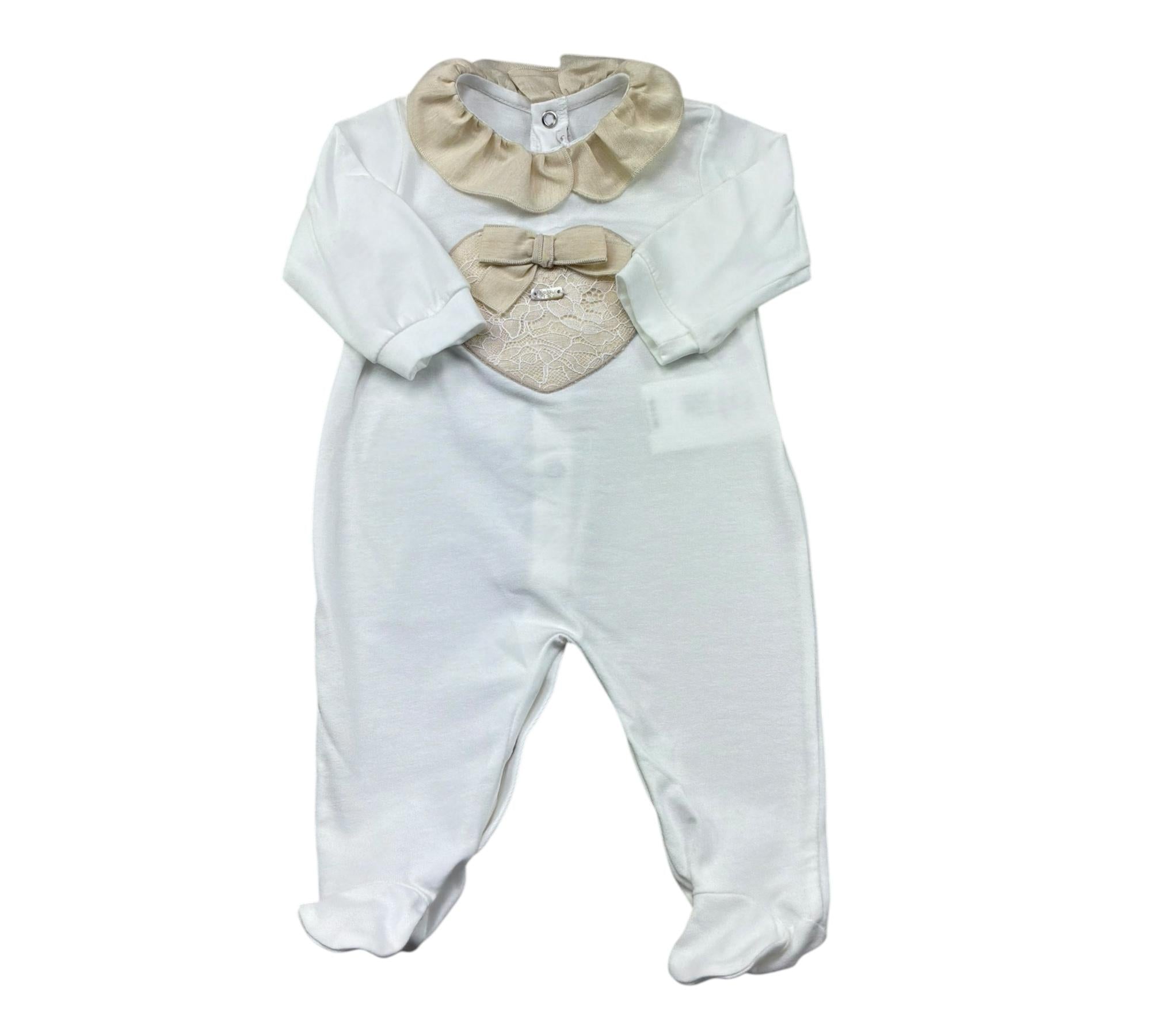 Le Bebe Tutina Manica Lunga Tinta Unita con Stampa per Neonata LBG6333 BIANCO LE BEBE 