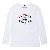 TOMMY HILFIGER shirt girocollo tinta unita con stampa in contrasto Bianco per Bambino KB0KB08659 BIANCO TOMMY HILFIGER 