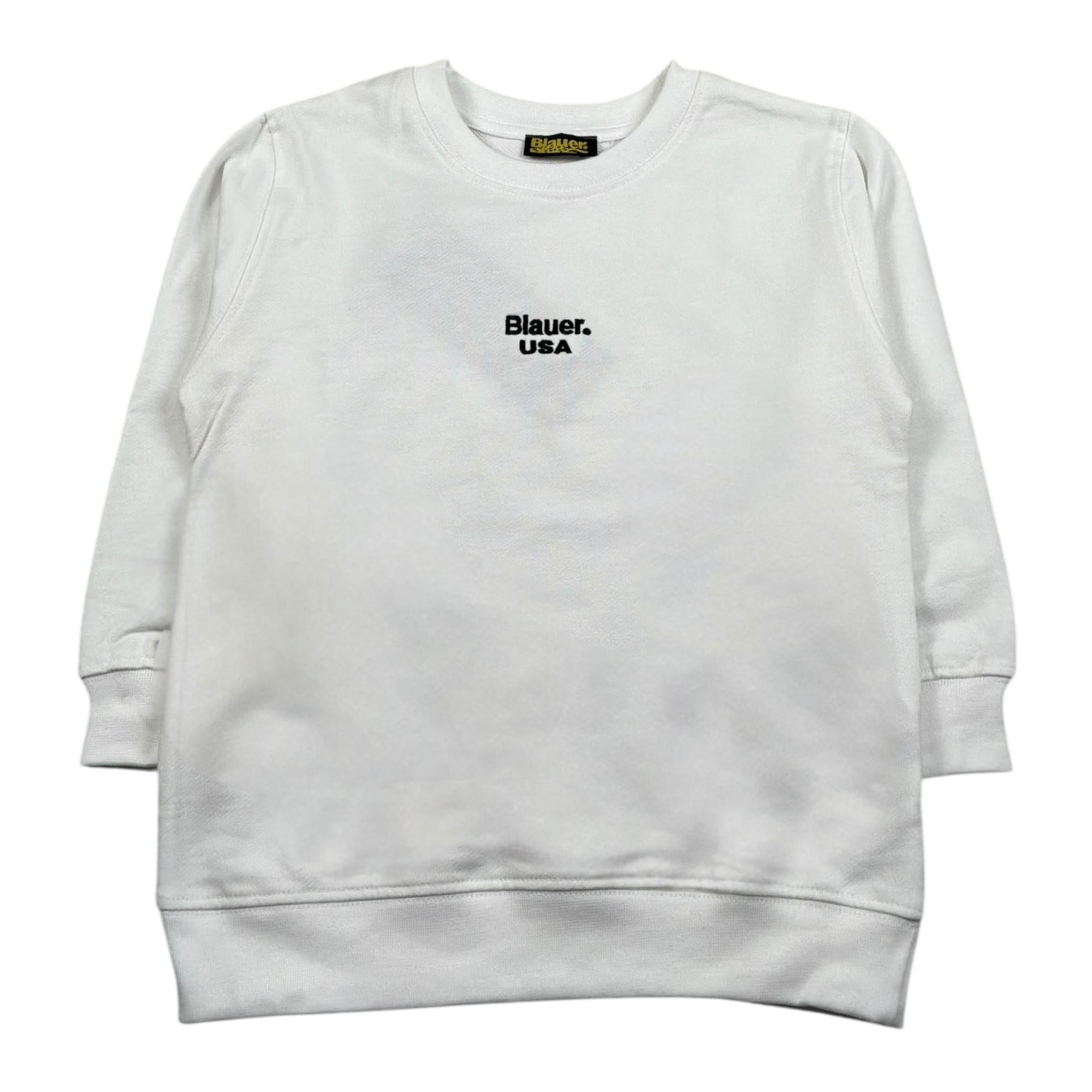 Blauer Felpa Chiusa Girocollo Tinta Unita con Stampa per Bambino 25SBLKF03551 BIANCO BLAUER 