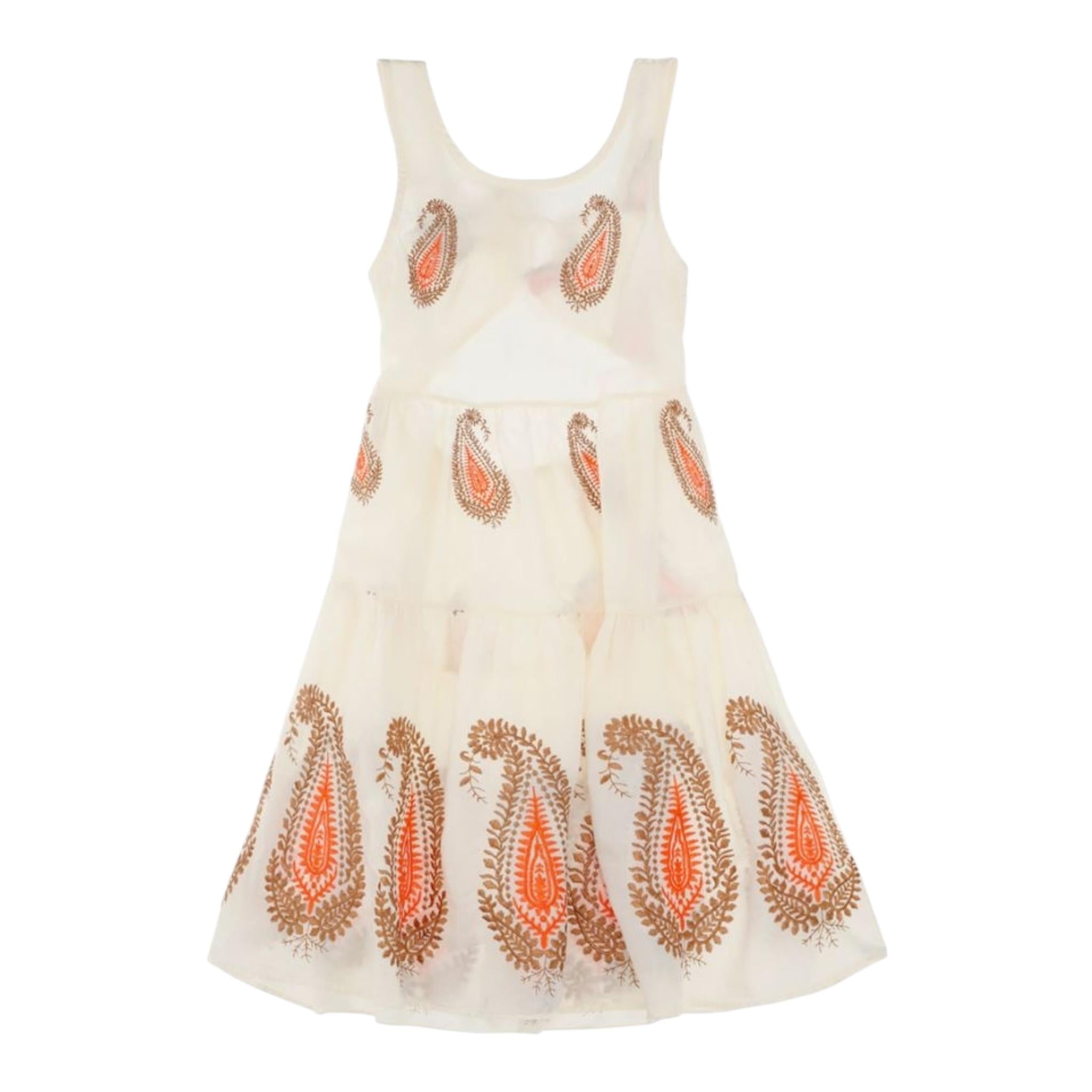 Dixie Abito Tinta Unita con Fantasia per Bambina AB46084G39 BEIGE DIXIE 