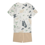 Nike Completo 2 Pezzi T-Shirt-Bermuda Tinta Unita per Neonato 86N043N BIANCO/BEIGE NIKE 