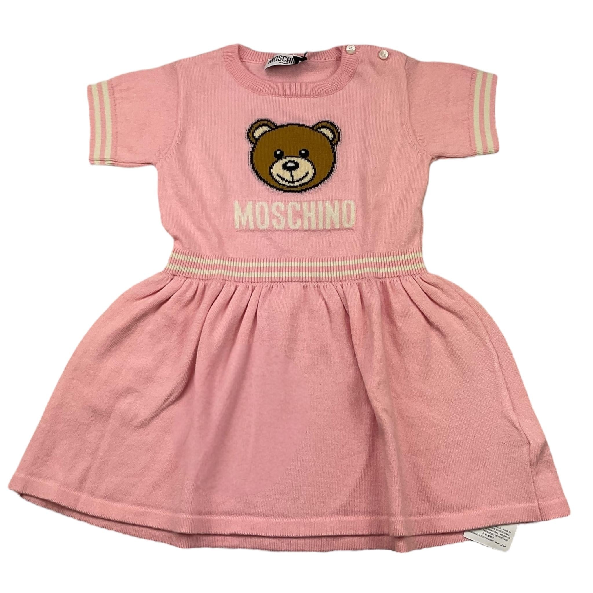 MOSCHINO abito mezza manica tinta unita con orso Rosa per Neonata MDV0BO ROSA MOSCHINO 