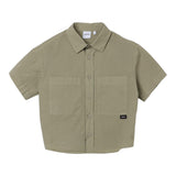 Aspesi Camicia Mezza Manica Con Bottoni Verde Per Bambina