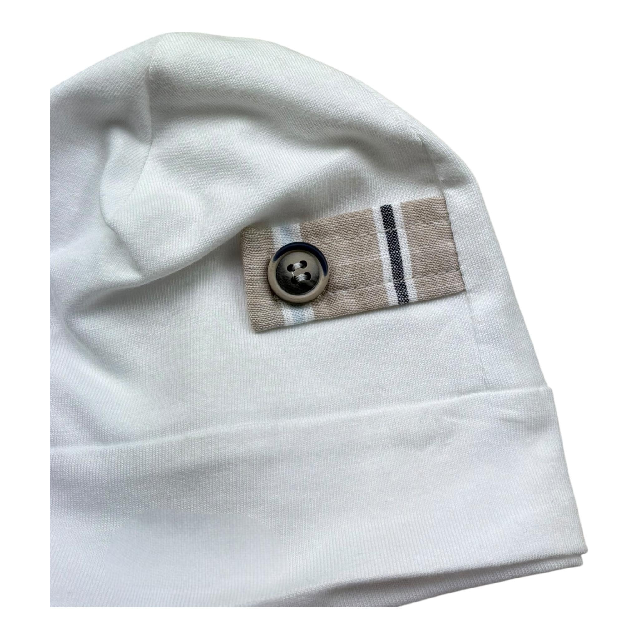 I Delfi Cappello Tinta Unita con Bottone per Neonato 25P5314 BIANCO I DELFI 