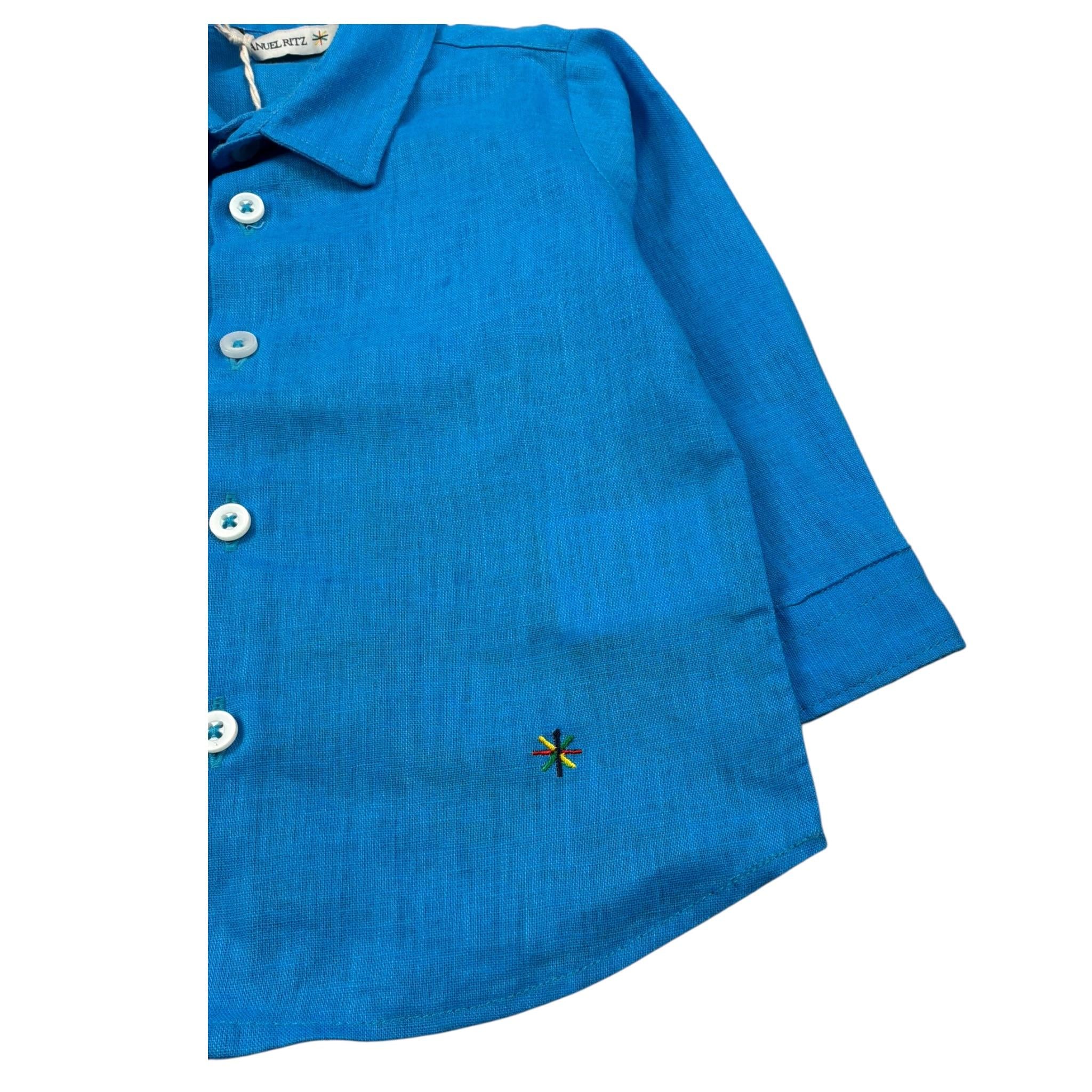 Manuel Ritz Camicia Manica Lunga tinta unita Blu per Neonato MR2580N BLU MANUEL RITZ 