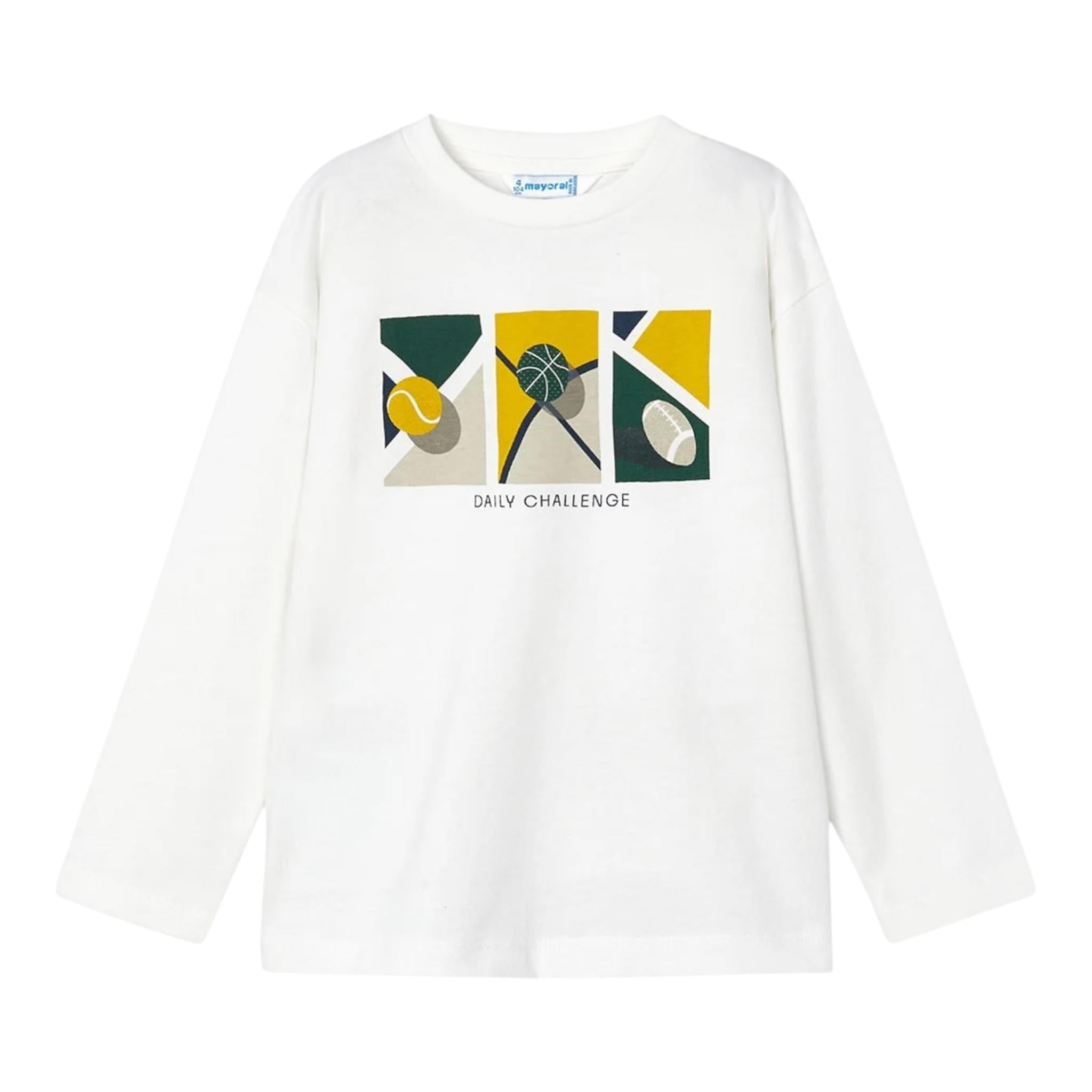 MAYORAL shirt girocollo tinta unita con stampa Bianco per Bambino 4043 BIANCO MAYORAL 