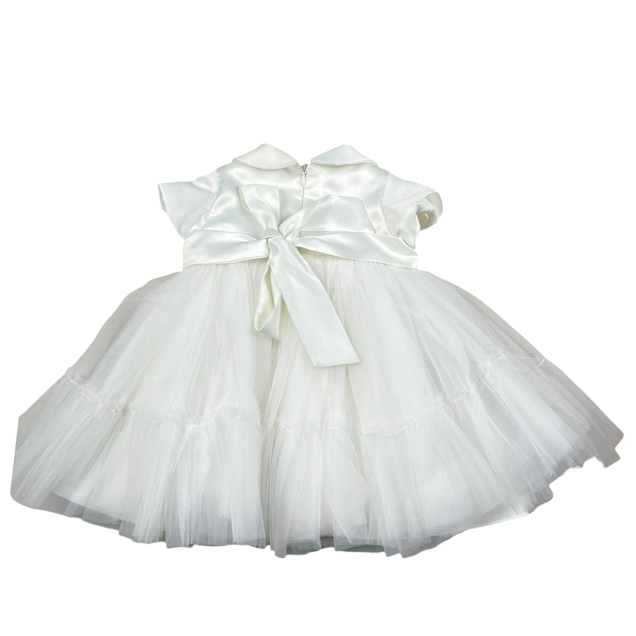 Le Bebe' Abito Cerimonia Tinta Unita con Tulle per Neonata LBG4285 BIANCO LE BEBE' 
