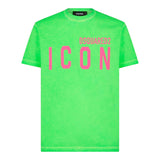 Dsquared2 T-Shirt Girocollo tinta unita con Logo Verde Fluo per Bambino DQ2416 VERDE FLUO DSQUARED2 
