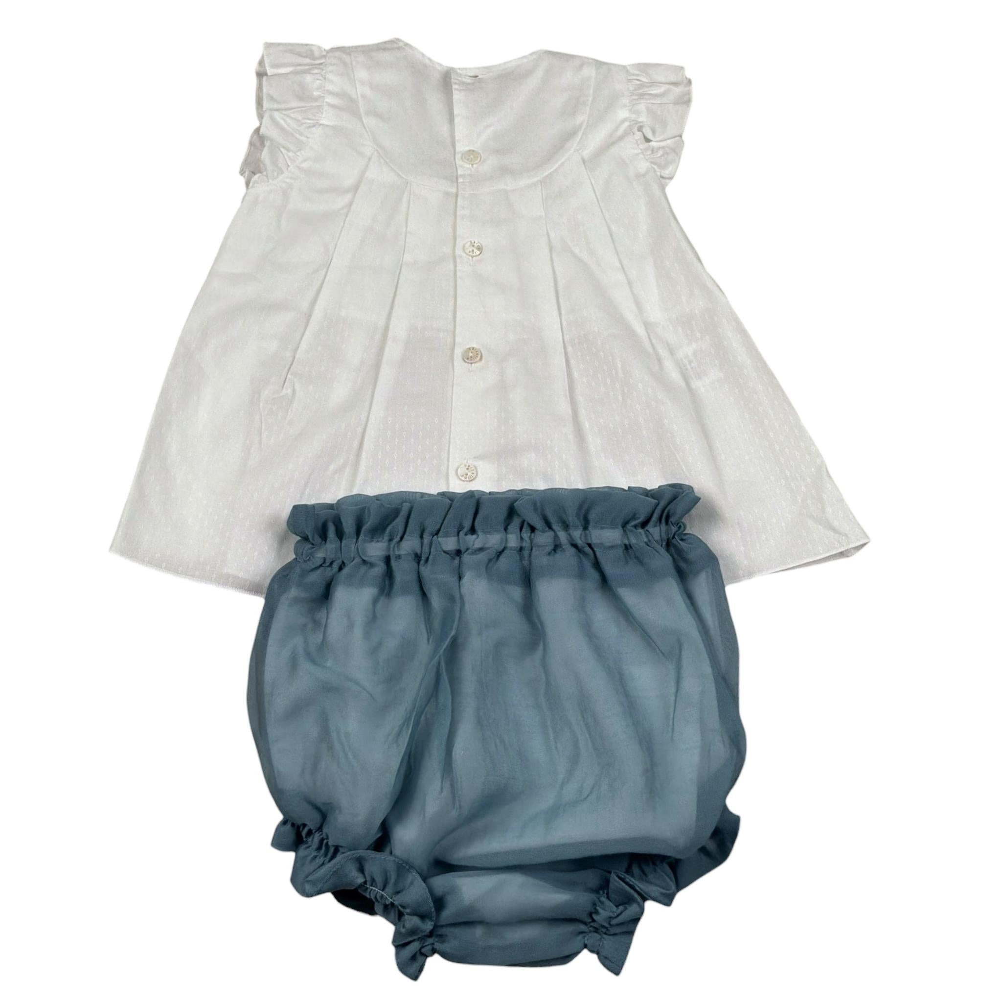 Barcellino Completo 2 Pezzi Camicia-Culotte per Neonata 120816 BIANCO/BLU BARCELLINO 