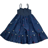 Saint Barth Abito Bretelline Tinta Unita con Ricami Fiori per Bambina MIKI BLU SAINT BARTH 