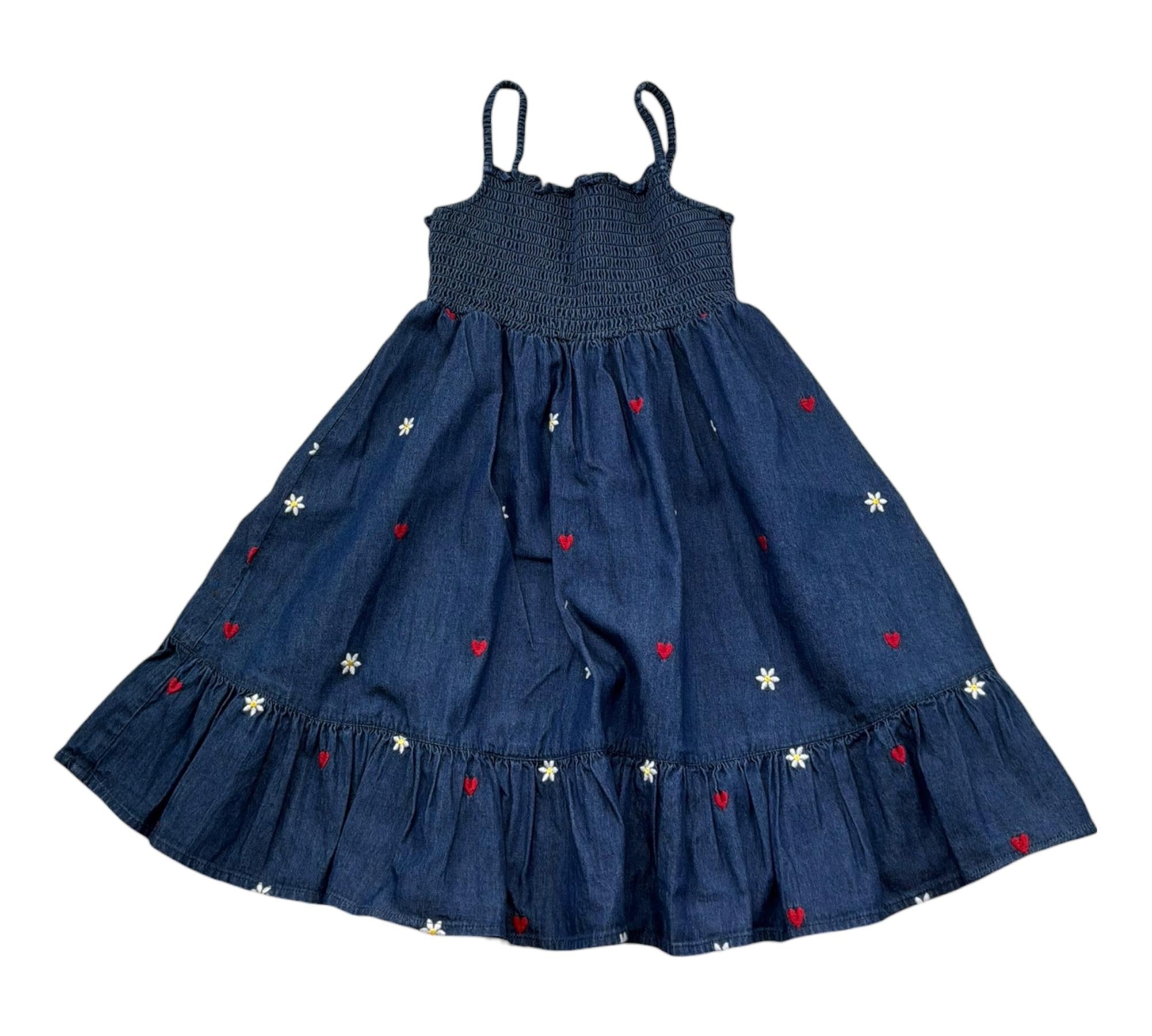 Saint Barth Abito Bretelline Tinta Unita con Ricami Fiori per Bambina MIKI BLU SAINT BARTH 