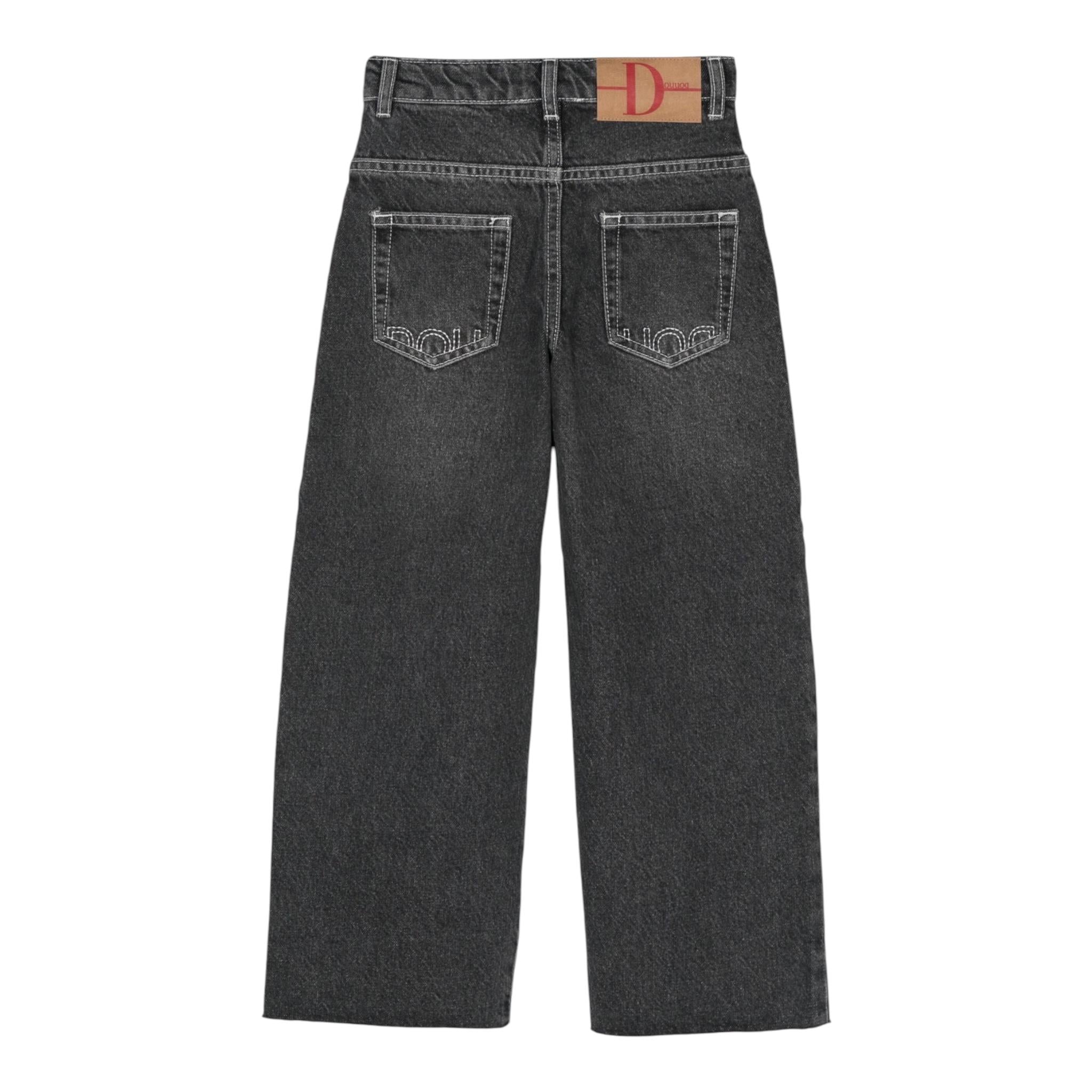 DOU DOU jeans tinta unita con girovita regolabile modello palazzo Nero per Bambina DV6P50X NERO DOU DOU 