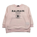 Balmain Felpa Chiusa Girocollo Tinta Unita con Stampa per Bambina 6R4Q80 ROSA BALMAIN 
