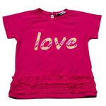 Janice T-Shirt Girocollo tinta unita con Stampa Fuxia per Neonata JN770N FUXIA JANICE 