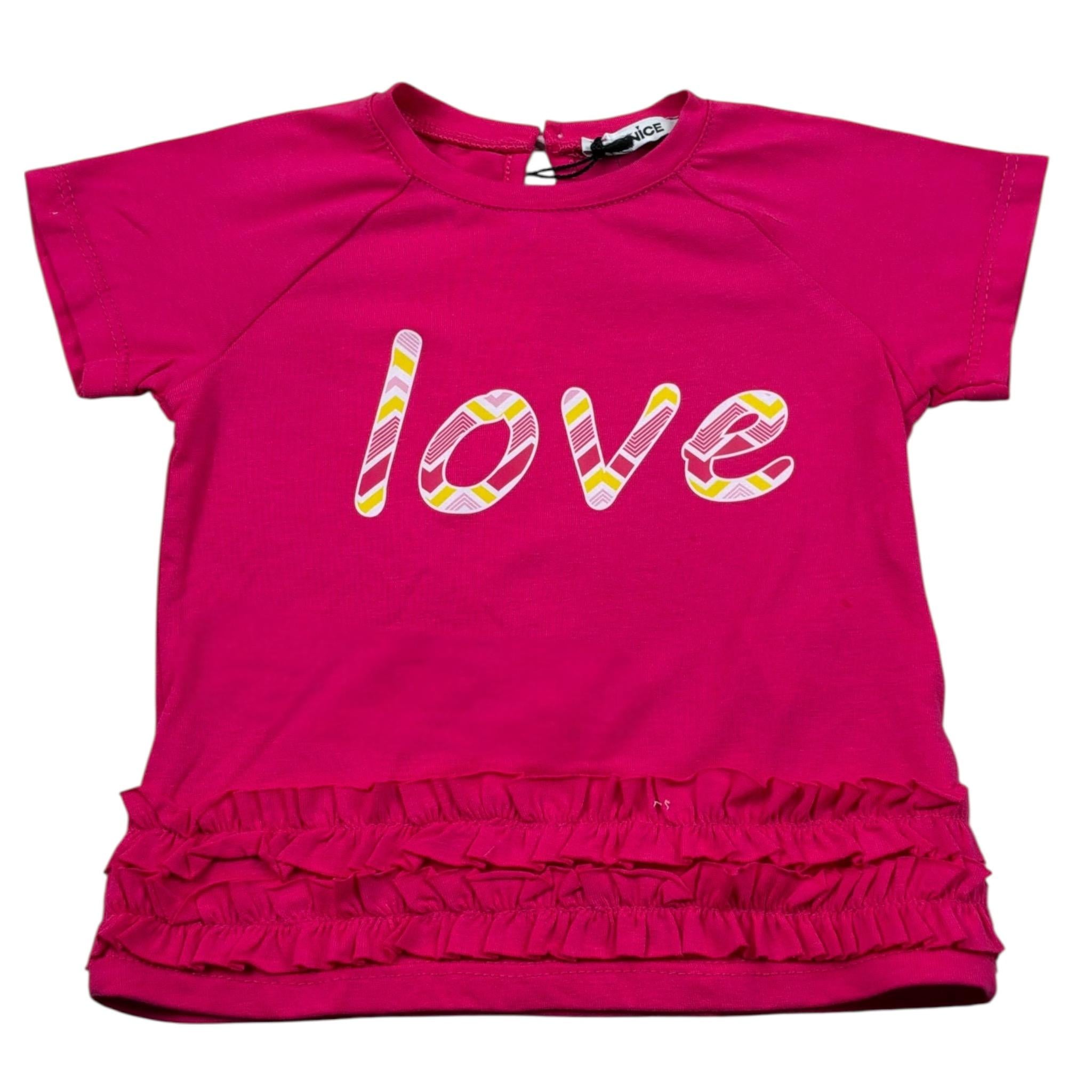Janice T-Shirt Girocollo tinta unita con Stampa Fuxia per Neonata JN770N FUXIA JANICE 