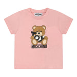 Moschino T-Shirt Girocollo Tinta Unita con Orso per Neonata MNM047L ROSA MOSCHINO 