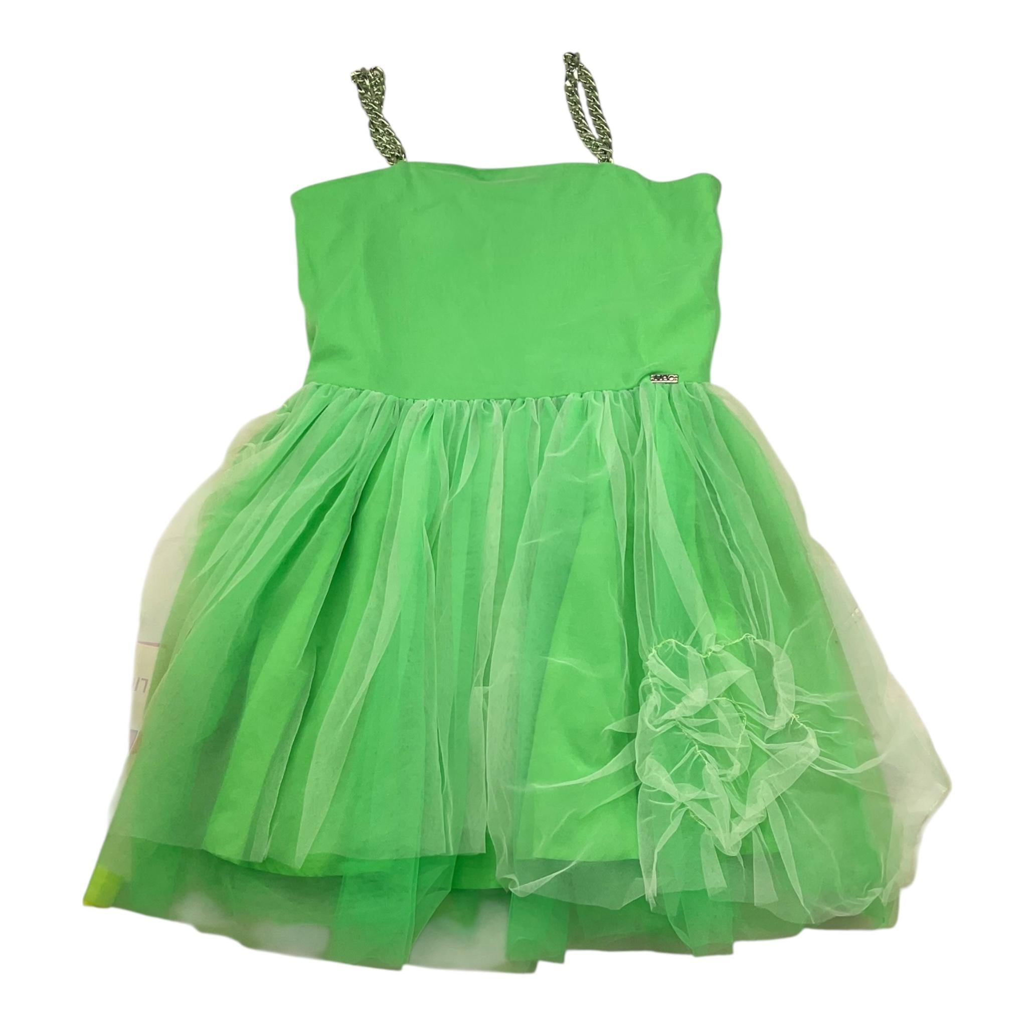 Liu Jo Abito Tinta Unita con Bretelle Catena per Bambina GA5120 VERDE LIU JO 