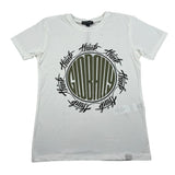 Please T-Shirt Girocollo Tinta Unita con Stampa per Bambino MBF3030B72 PANNA PLEASE 