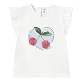 Mayoral T-Shirt Girocollo Tinta Unita con Stampa per Neonata 1042 BIANCO/AZZURRO MAYORAL 