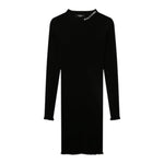 BALMAIN abito tinta unita girocollo a costine Nero per Bambina BV1A80 NERO BALMAIN 
