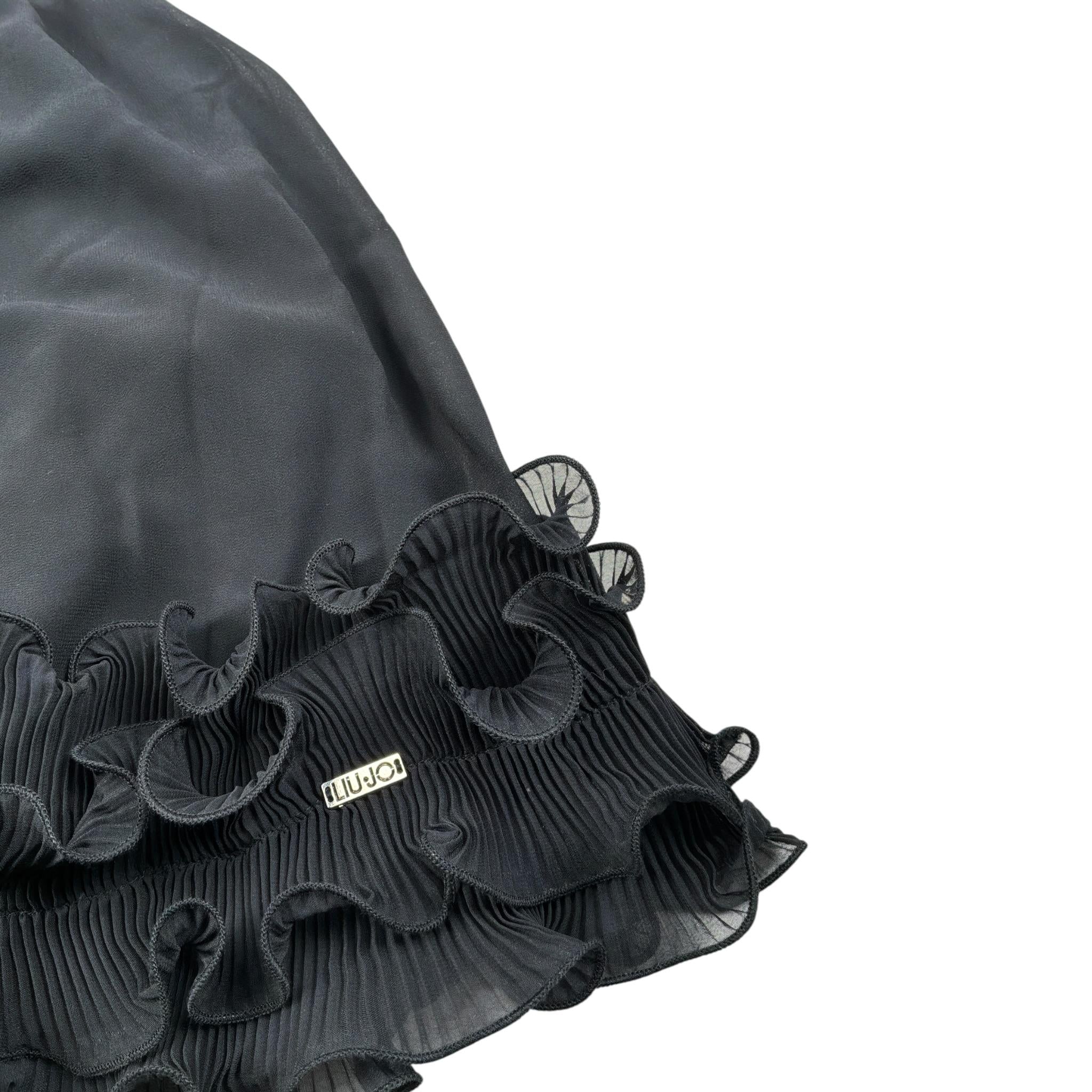 Liu Jo Top tinta unita con Balze Nero per Bambina GA4232 NERO LIU JO 