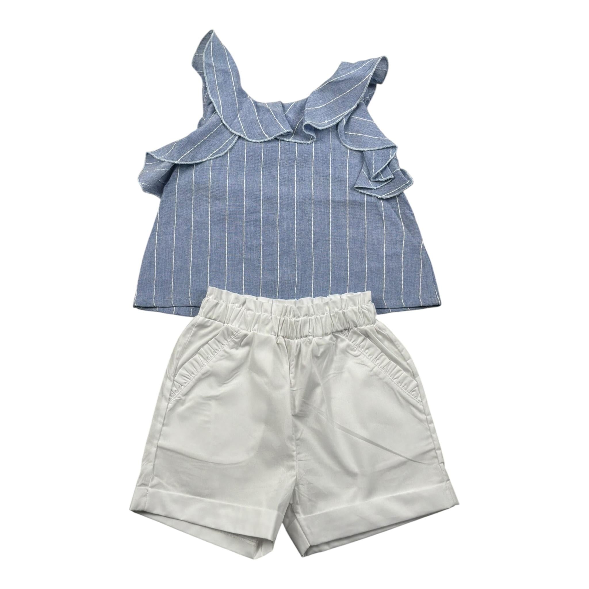 Lalalu' Completo 2 Pezzi Short-Top Bicolore per Neonata CCTL012P BIANCO/AZZURRO LALALU' 