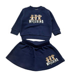 Moschino Completo 2 Pezzi Felpa-Gonna Tinta Unita per Neonata MTF060 BLU MOSCHINO 