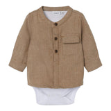 NAME.IT camicia body manica lunga Beige per Neonato 13221372 BEIGE NAME.IT 