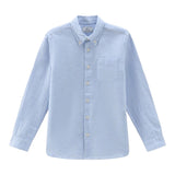 Woolrich Camicia Tinta Unita con Fantasia A Righe per Bambino CFWKSI0068 AZZURRO WOOLRICH 