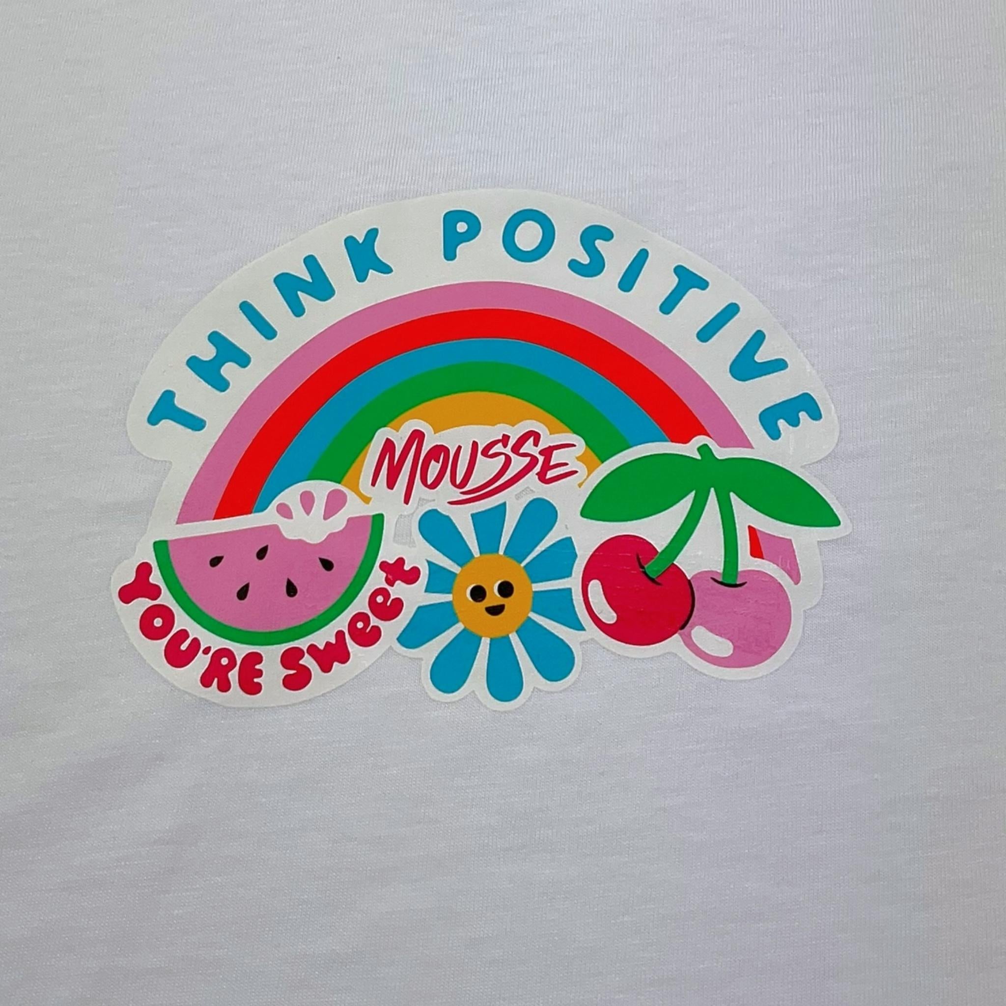 Mousse T-Shirt Girocollo Tinta Unita con Stampa per Bambina SKTSC377W BIANCO MOUSSE 